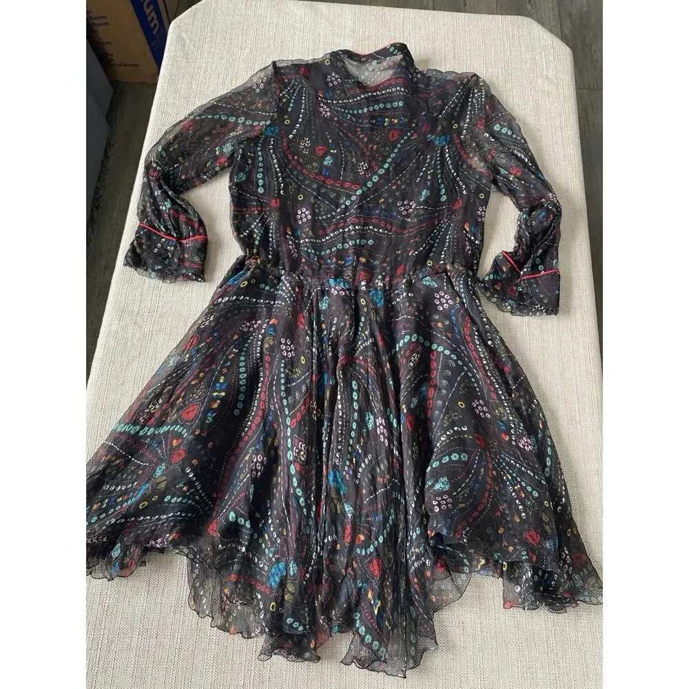 Zadig and Voltaire Deluxe Mid Length Silk Ranil Psyche Dress Size S - Picture 2 of 10